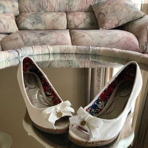 Off White cork wedge open toed shoes